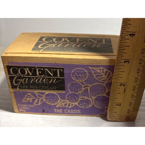 Wooden Tea Box Covent Garden Black Currant BOX ONLY 5 x 3" Decor Top Slide - Picture 9 of 10